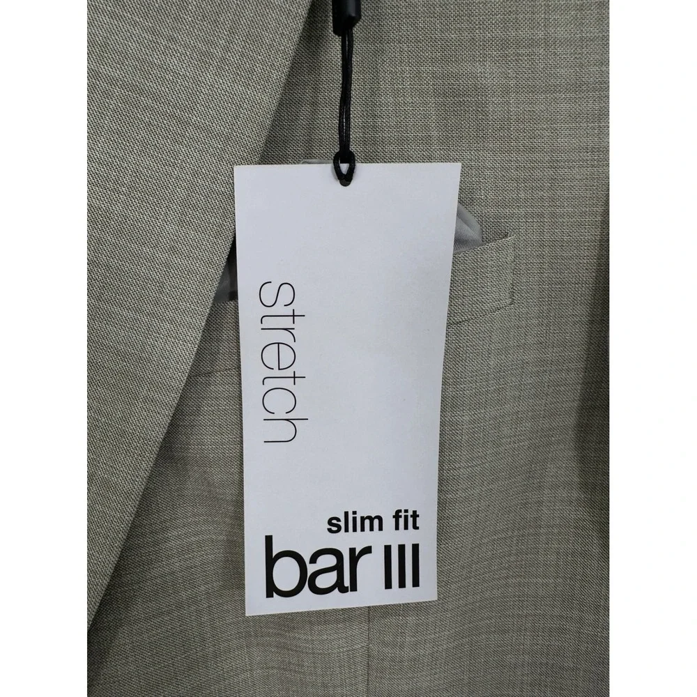 Bar III Blazer Mens 38R Cream New Slim Fit Stretch Two Button Sport Coat
